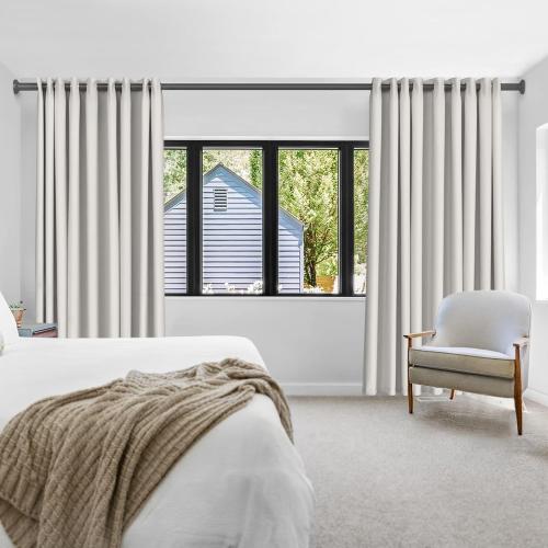 Tension Curtain Rod Spring Closet Rod, for Windows or Shower, Easy to Install, No Drilling, No Rust, for Bathroom, Rod, Black,Umimile