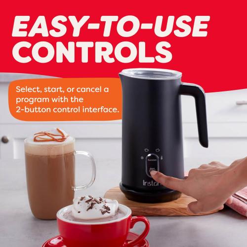 Instant Pot Milk Frother, 4-in-1 Electric Milk Steamer, 10oz/295ml Automatic Hot and Cold Foam Maker and Milk Warmer for Latte, Cappuccinos, Macchiato, From the Makers of Instant 500W, Black