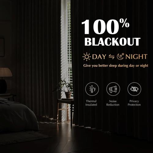 100% Boho Blackout Curtains 84 Inches Long for Bedroom, Blue on Beige Patterned Bohemian Curtains for Living Room, Geometric Striped Thermal Insulated Window Drapes Gromment Top 2 Panels