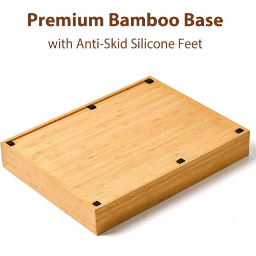 Umilife Large Kitchen Drawer Organizer, 19x20 Silverware Utensils Organizer, 2.5 High for Large Deep Drawers, Bamboo Flatware Holder with Thick Frames, Sturdy Kitchen Organization Tray