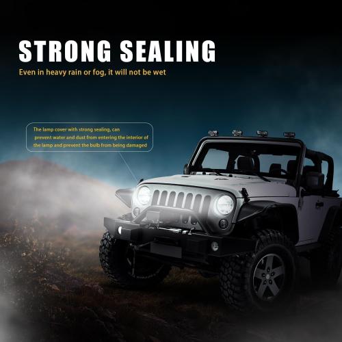 HMCYCI 7 Inch H6024 Round Headlight Sealed Beam Glass Housing   H4/9003 LED Headlight Bulbs,Interchange: H6024 6014 7 INCH Round 7inch 7in 178 mm 178mm PAR 56, Pack of 4