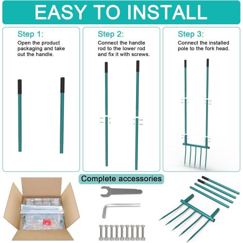 Broad Fork Garden Tool, 5 Tines 20 in Broadfork Hand Tiller, 55 inch Heigh Pitch Fork, Ergonomic U-Shaped Design, Spading Digging Fork for Gardening, Cultivating, Aerate Clay Soil for Farm