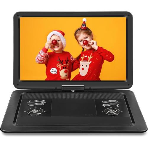 19.6 Portable DVD Player with 17.1 Large HD Screen, 5 Hours Rechargeable Battery, DVD Player Portable with Car Charger, Support USB/SD Card/Sync TV and Multiple Disc Formats, High Volume Speaker