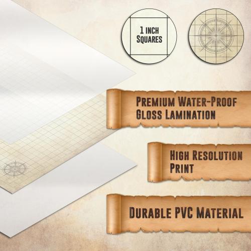 Melee Mats DND Map Starter Kit for Dungeons & Dragons Game - 24” x 36, Wet/Dry Erase Battle Terrain Grid - Ultimate Tabletop Gaming Experience with Accessories