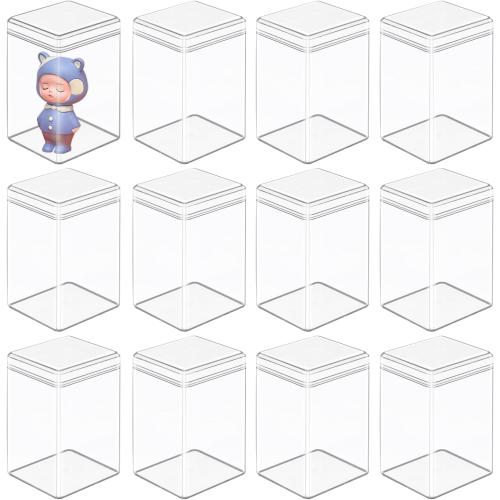 12 Pack Display Case, Free Standing Clear Cabinet Showcase for Mini Pop Figures, Collectibles, Gemstones & Mini Toys, Secure Stackable Design