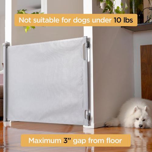 Hakuna Pets Indoor/Outdoor Paw Proof Retractable Dog Gate, 36.6 Tall Extends to 71 Wide, Gray
