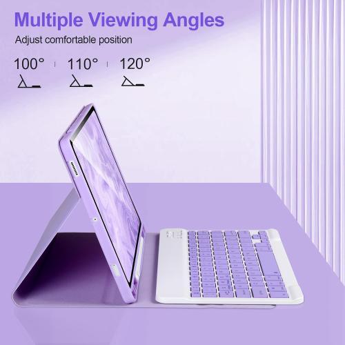 Keyboard Case for Samsung Galaxy Tab S9 FE 10.9/ S9 11 2023,Case with Keyboard for Samsung S9 FE with S Pen Holder,Detachable Wireless Bluetooth Keyboard for Galaxy S9 11 Auto Wake/Sleep, Purple