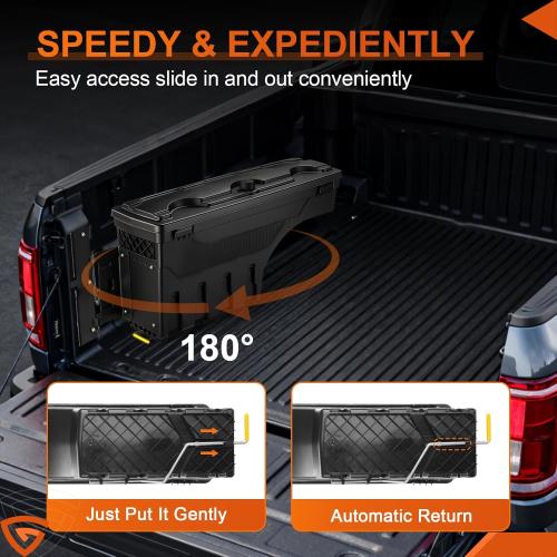 GEARLAST Truck Bed Storage Box With Password Lock For 2015-2025 Ford F-150, Drivers Side,30L, Black