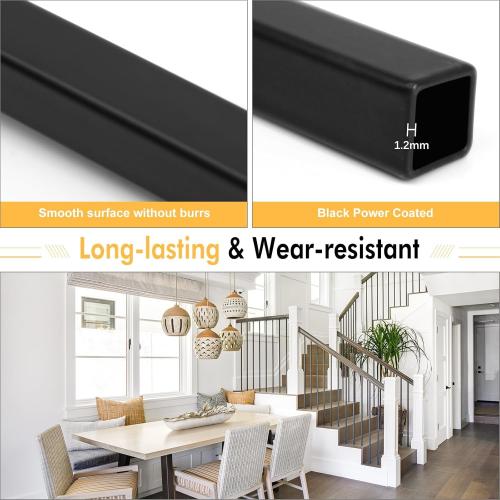 10 Pack Iron Stair Balusters, 36 Balusters for Staircase Interior, Stair Spindles Hollow Single Basket with Knuckles Double Twist 1/2 Square Metal Stair Wrought Iron Balusters, Black