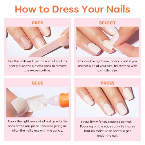 Modelones Press on Nails, Dark Red Short Square Fake Nails, Summer Reusable Nail Kit with Nail Glue Adhesive Tabs Mini Nail File, Nails Press Ons 32Pcs16 Sizes, Women Girl Gift