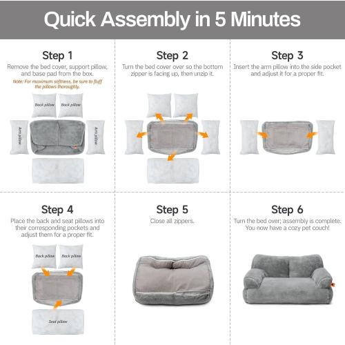 MEWOOFUN Cat Bed for Indoor Cats, Washable Dog Beds for Small Dogs & Cats with Removable Cover, Fluffy Cat Couch with Non-Slip Bottom (Grey, 26.0 L X 19.0 W X 13.0 Th)