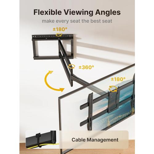 monTEK Long Arm TV Wall Mount for Most 43-80 Inch TVs, 42 Inch Long Extension TV Mount Swivel and Tilt, Full Motion Wall Mount Tv Bracket Fit Max VESA 600 x 400mm, Up to 110 lbs, 16”,18” Studs