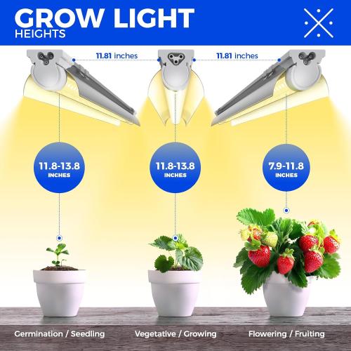 Barrina Full Spectrum LED Grow Light, 168W(4 x 42W), Grow Light Strips for Indoor Plant, 4FT Plant Grow Light, T8 Growing Lamp Fixture, Yellow, 4-Pack‼️hangers not included‼️
