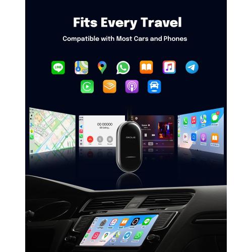 ZUCWO 2-in-1 Wireless CarPlay Adapter and Android Auto Adapter – Converts Wired to Wireless for Cars 2016 , Plug & Play, USB-A to USB-C for iOS10 /Android 11