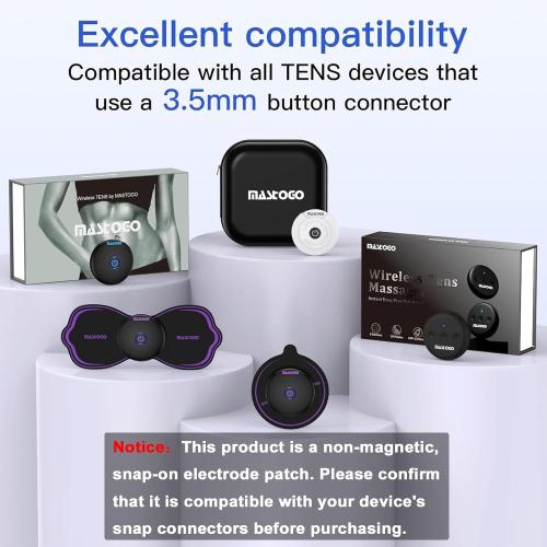 MASTOGO 8 Pcs Wireless TENS Unit Electrode Pads, with 3.5mm Snap Connector