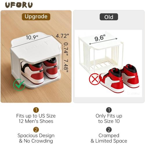 UFORU Small Shoe Rack, 7 Tier Plastic Vertical Shoe Rack for Small and Narrow Spaces, Free Standing Shoe Organizer for Closet, Entryway
