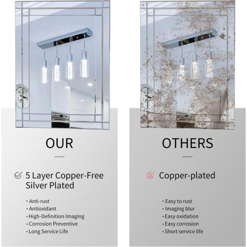 COOL2DAY 48 x 28Frameless Rectangular Wall Mirror,Polished Beveled Edge Decorative Mirrors Modern Wall Decor Mirrors for Bathroom Vanity, Entryway and Living Room