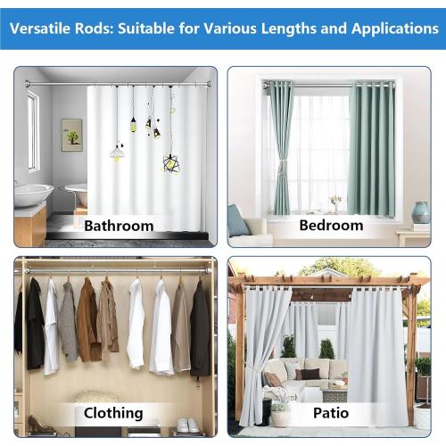 Umimile Shower Curtain Rod, 1 Inch Diameter Adjustable Spring Tension Curtain Rod, 304 Stainless Steel Shower Rod for Bathroom, Windows, Never Rust Non-Slip (Stainless Steel, 42-70”)