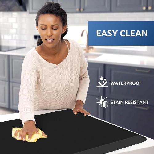 KitchenClouds Kitchen Mat Cushioned Anti Fatigue Rug 22x72 Waterproof, Non Slip, Standing and Comfort Desk/Floor Mats for House Sink Office (Black,0.8inch)