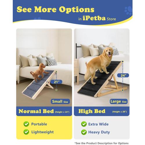 Small Dog Ramp for Bed Couch Car Folding Portable Pet Ramp for Cats Adjustable Height 21, Up to 35 lbs