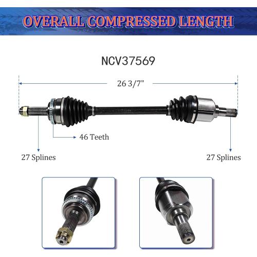 CV Axle Front Left Side FWD Fit for Hyundai Elantra 2007 2008 2009 2010 2011 2012 Touring GLS GLS SE 2.0L 4Cyl Manual Trans, Driver Side CV Joint Shaft Assembly