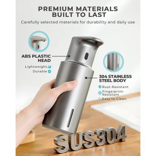 Automatic Liquid Soap Dispenser Touchless, 304 Stainless Steel Bottle Body