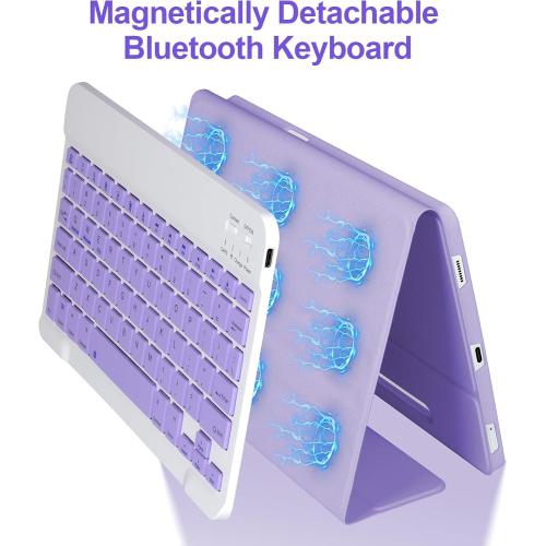 Keyboard Case for Samsung Galaxy Tab S9 FE 10.9/ S9 11 2023,Case with Keyboard for Samsung S9 FE with S Pen Holder,Detachable Wireless Bluetooth Keyboard for Galaxy S9 11 Auto Wake/Sleep, Purple