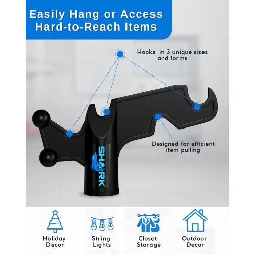 4-12 FT Telescopic Extension Pole W/Hook, Christmas Light Pole Hanger Tool, Telescoping Pole for Christmas Lights Installation, Lightweight and Sturdy Light Hanger Pole for Birdfeeders, String Lights