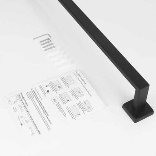 NearMoon Towel Bar, Bath Accessories Premium Thicken Stainless Steel Square Shower Towel Rack for Bathroom, Towel Holder Wall Mounted(1 Pack, Matte Black, 24 Inch)