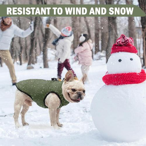 SCENEREAL Winter Dog Vest Coat with Harness Built in, Warm Dog Jacket for Small Medium Dogs, Cold Weather Coats with Zipper, Fleece Puffer Vest Windproof Snow Clothes for Puppy Pet