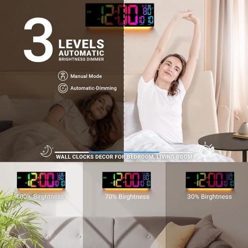16.5 Large Digital Wall Clock RGB LED Display for Classroom with Remote