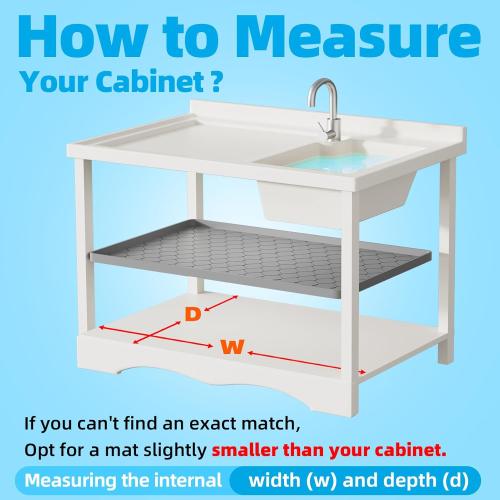 Size 28x22 Color Grey Silicone Under Sink Mat 28 x 22, Kitchen Essentials and Gadgets, Shelf Liner and Cabinet Protector, Home Organizers and Storage, Waterproof Bathroom Tray
