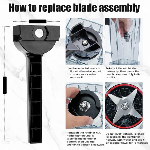 64oz Blender Pitcher Replacement Parts with Grinding and Crushing Blades with Blade Wrench vitamix 5200 6500 E320 E520 Aspire Creations Professional VM0101