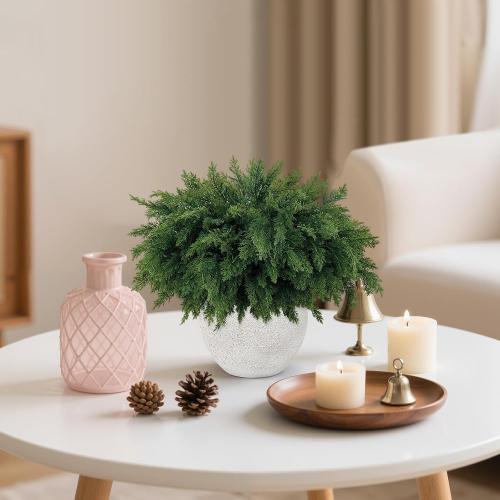 18 Inch Real Touch Cedar Branches - 12 Pcs Artificial Christmas Plants Branches, Faux Greenery Pine Stems Fake Cedar Picks for Vase DIY Crafts, Christmas Pine Branches for Home Indoor Decor