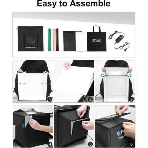 PULUZ Upgraded 16x16 inch Photo Light Box, 480 LEDs Photo Studio Tent Soft Box, CRI 95  Dimmable Shooting Box with 4 Backdrops for Product Photography