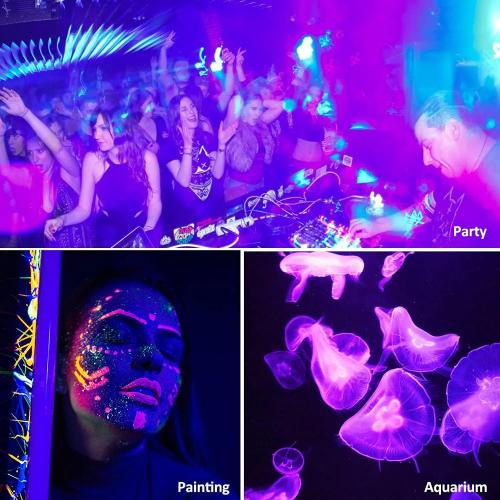 300W 4 Pack 100W LED Black Lights, Blacklight Flood Light with Plug and Switch, 120VAC IP66 Waterproof Blacklight for Halloween Party, Glow in The Dark, Stage Light, Body Paint, Neon Glow