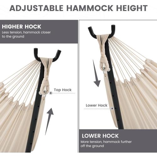 Lazy Daze Hammocks Double Hammock with 9ft Space-Saving Steel Stand Includes Portable Carrying Case, 450 Pounds Capacity (Natural)