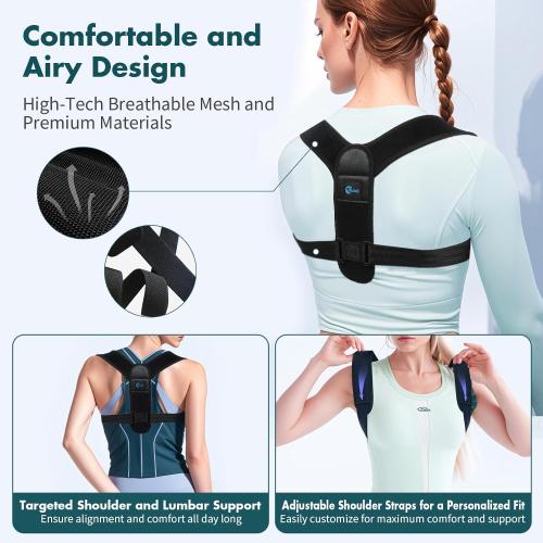 Posture Corrector for Women and Men – Adjustable Back Brace for Posture Support, Upper Back, Clavicle and Shoulder Support, Comfortable and Breathable Back Straightener for Pain Relief,Large