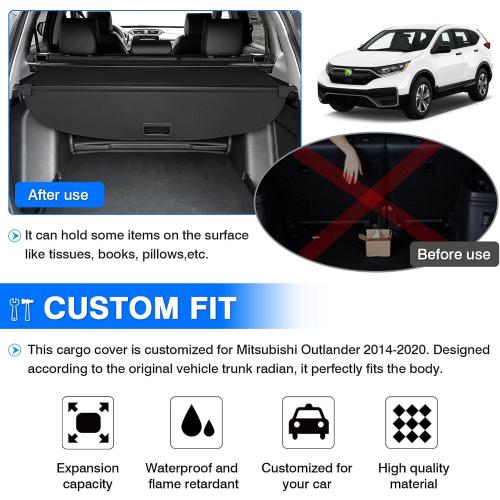 Powerty Cargo Cover for 2017-2021 2022 Honda CR-V CRV Accessories Trunk Cover Retractable Trunk Shielding Shade Cargo Luggage Cover No Gap(Not Fit Honda HR-V)
