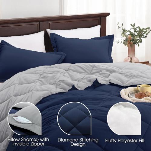 Basic Beyond Queen Comforter  - Navy Blue