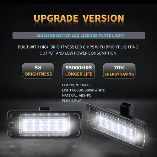 LED License Plate Lights Compatible with Ford Mustang 2015-2023 Rear Tag Lamps 6000K White, 2PCS