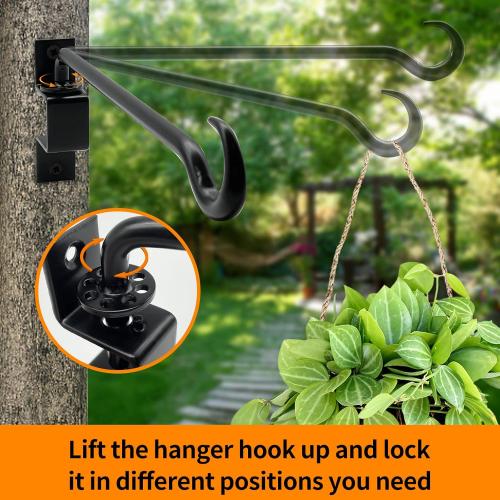 16 inch 2 Pack Swivel Plant Hangers Outdoor Heavy Duty - Black Iron Plant Hanging Hook Bracket for Flowers Baskets Pots Bird Feeder Lanterns Wind Chimes