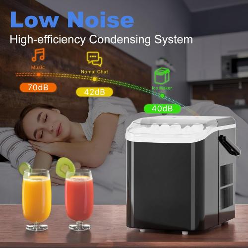 NEWBULIG Ice Makers Countertop with Handle, Portable Ice Machine | 9 Bullet Cubes in 6 Mins, 26lbs in 24Hrs, Auto-Cleaning, with Basket and Scoop, for Home, Kitchen, RV, Camping, Black‼️little dirt‼️