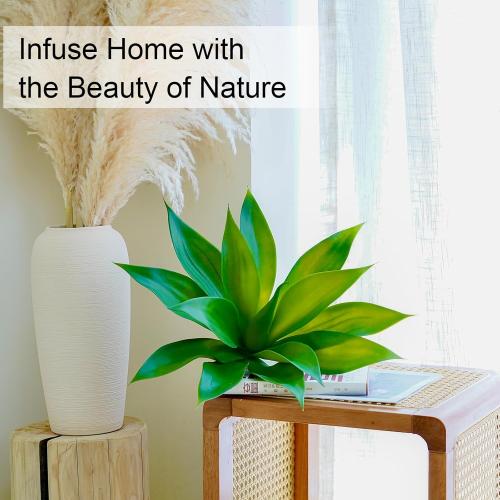 Velener Artificial Plant Outdoor Agave - Small Size UV Resistant Fake Agave Plants for Indoor and Outdoor Decor(14 Inch)-2 Pack