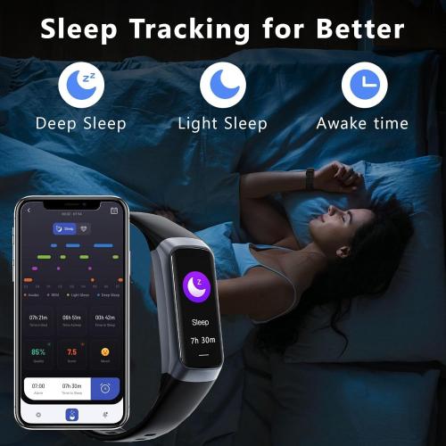 Fitness Tracker Activity Tracker Smart Watch 1.10''AMOLED Touch Color Screen,Smart Watch with 24/7 Blood Oxygen Heart Rate,Sleep Monitor,IP68 Waterproof,Step Counter Health for Women Men (Black)