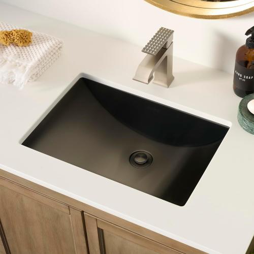 Ruvati 18 x 12 inch Gunmetal Black Undermount Bathroom Sink - 16 Gauge Stainless Steel Bathroom Sink with Brushed Finish, Easy-to-Clean Undermount Sinks - RVH6110BL
