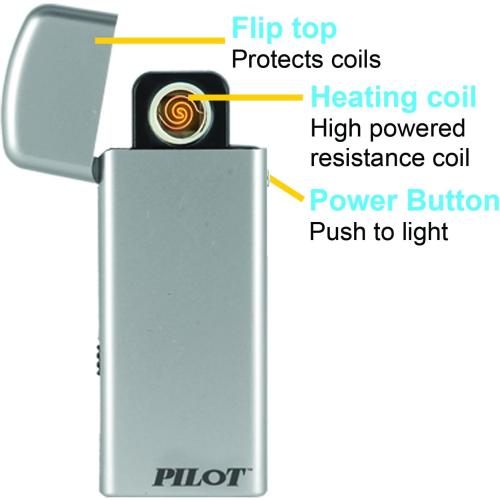 Pilot Electronics CA-8801SZ Flameless Rechargeable Elighter, Silver
