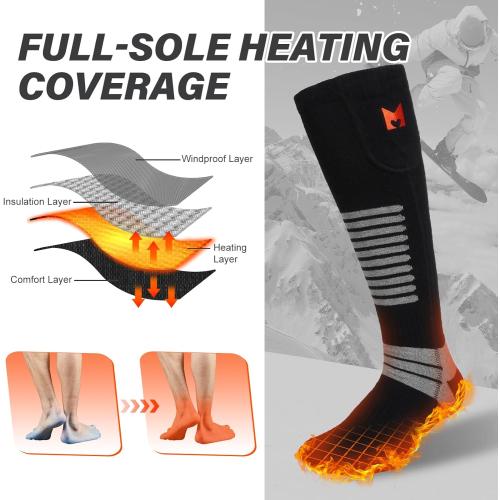 Heated Socks, 5V 6000mAh Rechargeable Heated Socks for Men Women, Electric Heated Socks with 4 Heating Levels for Outdoors Working Skating Skiing Hunting Hiking Cycling