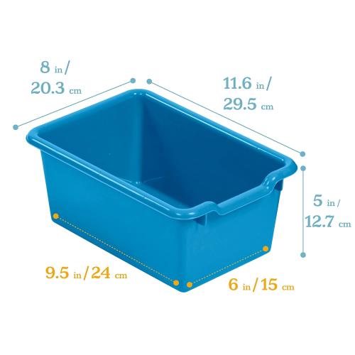 20PCs Color Blue ECR4Kids Scoop Front Storage Bin, Multipurpose Organization, French Blue, 20-Piece
