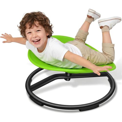 Spinning Chair for Autistic Kids - Sensory Swivel Seat with 220 lbs Weight Capacity & Non-Slip Base, Improves Balance & Coordination, Sit and Spin Sensory Toy for ADHD/Autism, Ages 3  (Green)